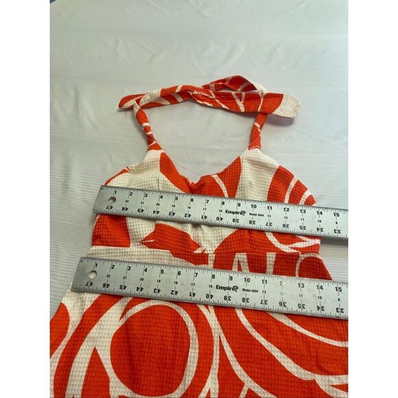 Frances Valentine Floral Orange White Vintage Halter Long Maxi Dress Size 4 - Picture 5 of 8
